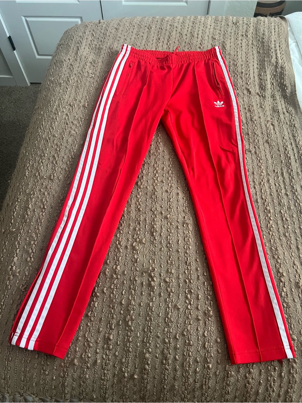 adidas Woman’s Red 3-Stripe Track Pants